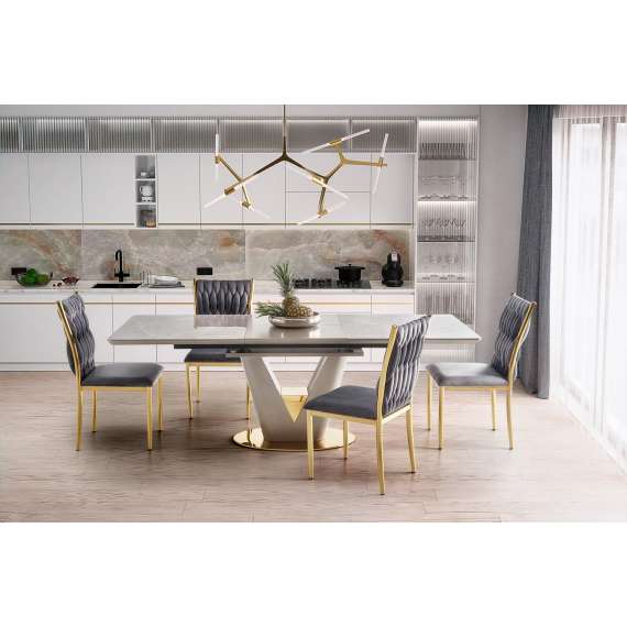 Spisebord Valentino 160-220x90 cm - lys grå - uttrekkbart