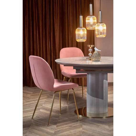 Spisebord Muscat 120-160x120 cm - lys grå - uttrekkbart