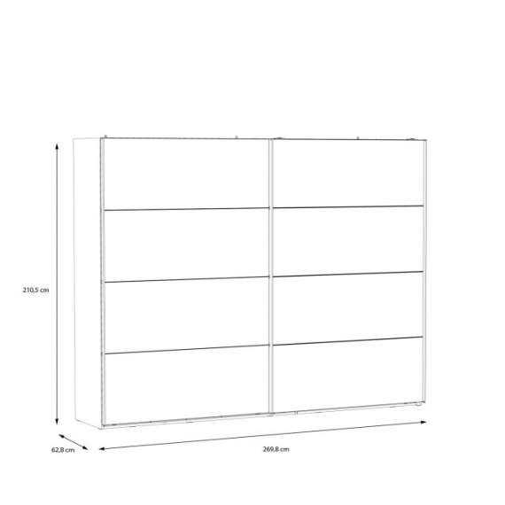 Garderobeskap Hayato 270x210 cm - picea - svart matt - speil