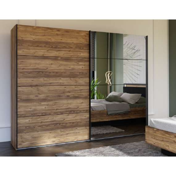 Garderobeskap Hayato 270x210 cm - picea - svart matt - speil