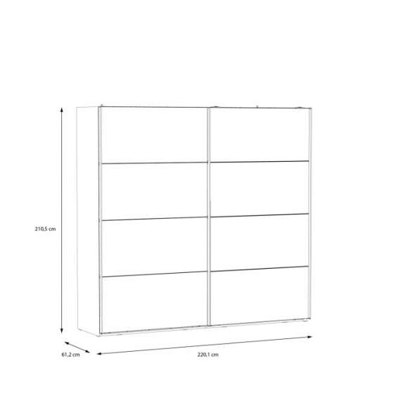 Garderobeskap Hayato 220x210 cm - picea - svart matt - speil