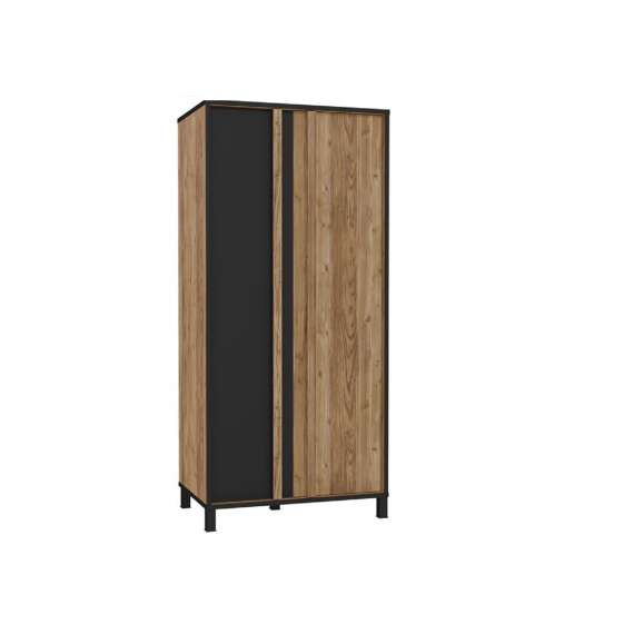 Garderobeskap Hayato 90x194 cm - picea - svart matt