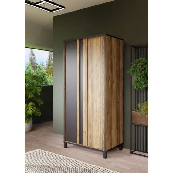 Garderobeskap Hayato 90x194 cm - picea - svart matt