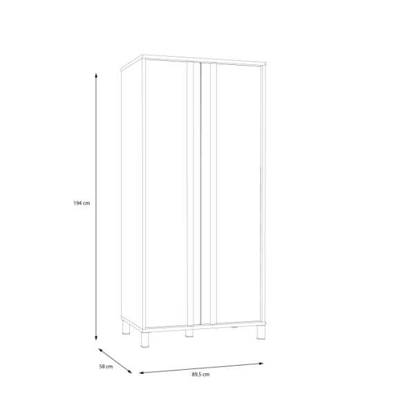 Garderobeskap Hayato 90x194 cm - picea - svart matt