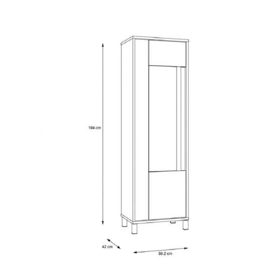 Vitrineskap Hayato 60x194 cm - picea - svart matt