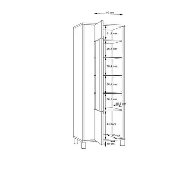 Vitrineskap Hayato 60x194 cm - picea - svart matt