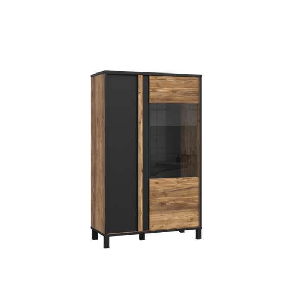 Vitrineskap Hayato 95x159 cm - picea - svart matt