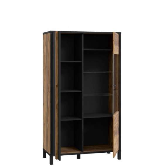 Vitrineskap Hayato 95x159 cm - picea - svart matt