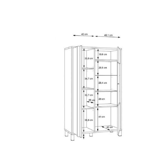 Vitrineskap Hayato 95x159 cm - picea - svart matt