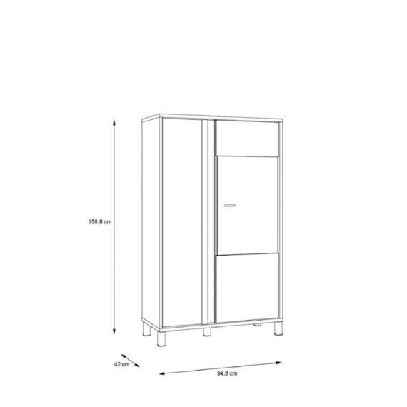 Vitrineskap Hayato 95x159 cm - picea - svart matt