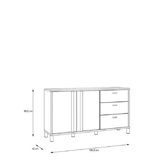 Skjenk Hayato 154x85 cm - 2 dører - 3 skuffer
