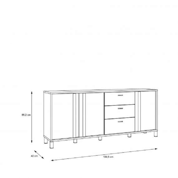Skjenk Hayato 199x85 cm - 3 dører - 3 skuffer