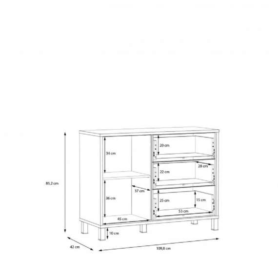 Skjenk Hayato 110x85 cm - 1 dør - 3 skuffer