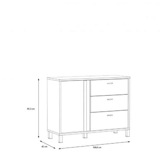 Skjenk Hayato 110x85 cm - 1 dør - 3 skuffer