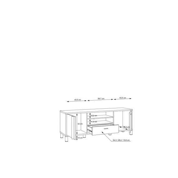 Tv-benk Hayato 155x56 cm - 2 dører - 1 skuff