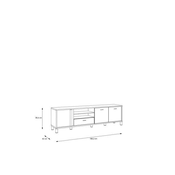 Tv-benk Hayato 199x56 cm - 3 dører - 1 skuff